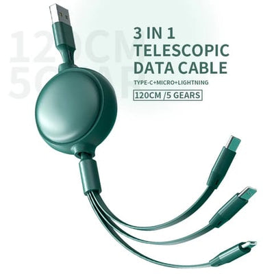 Hot Selling Quality 5Th Gear Adjustment 3In1 Charging Data Cable Phone Type C Android For IOS Type-C Micro Phone