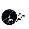 Jumping Dolphins 3D Wall Clock / Black / Golden / Silver / 30 x 30 CM